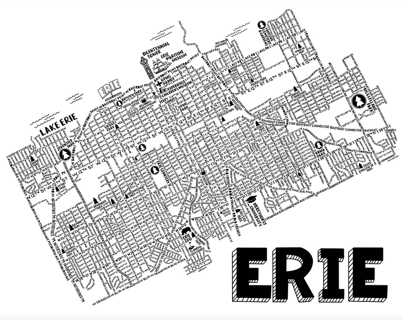 Erie PA Map Print