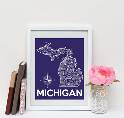 Michigan Map Print