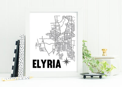 Elyria Ohio Map Print