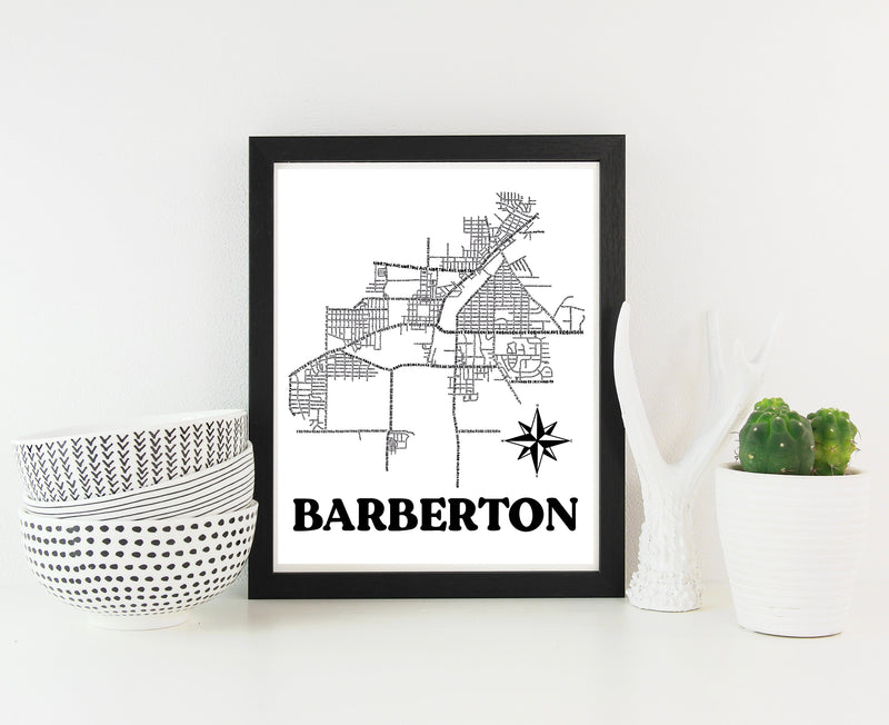 Barberton Ohio Map Print
