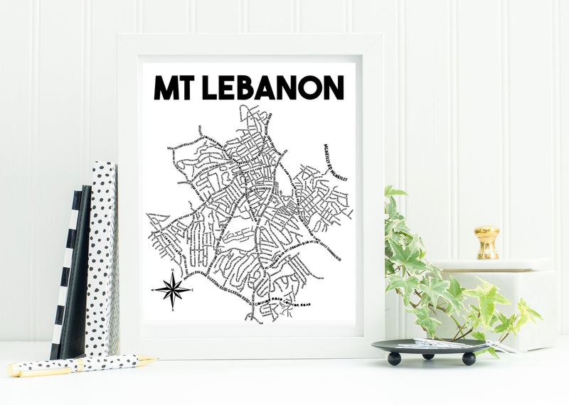 Mt Lebanon Map Print