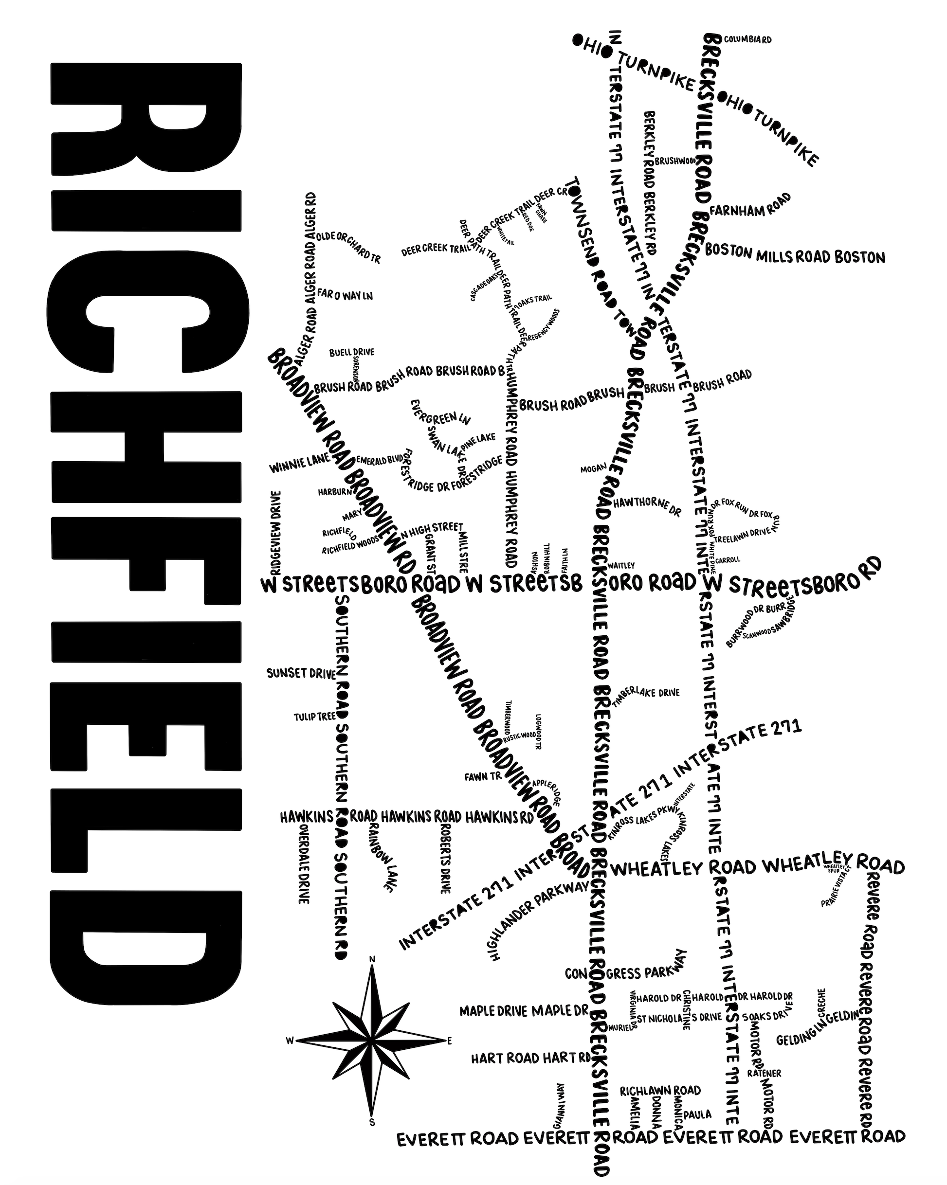 Richfield Ohio Map Print Whereabouts Shop