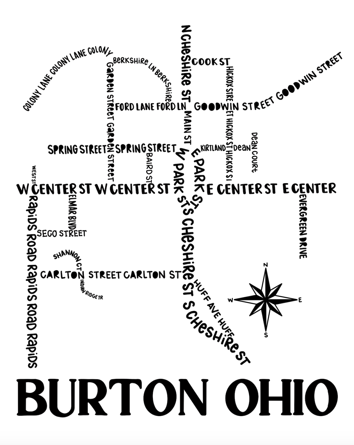 Burton Ohio Map Print Whereabouts Shop