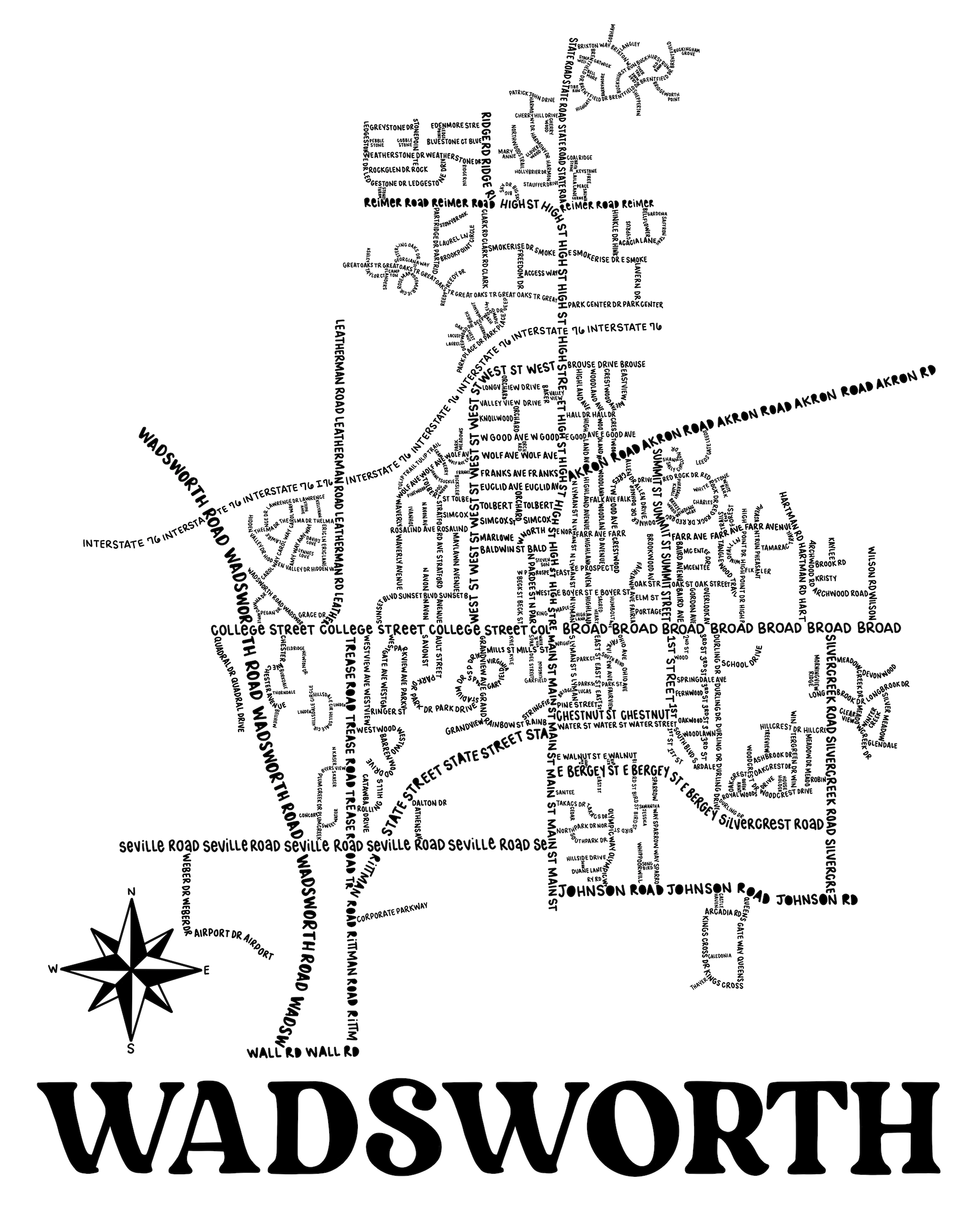 Wadsworth Ohio Map Print Whereabouts Shop