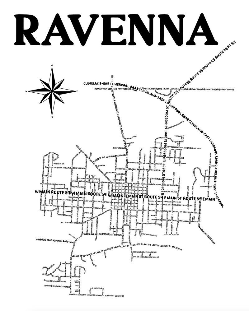 Ravenna Ohio Map Print