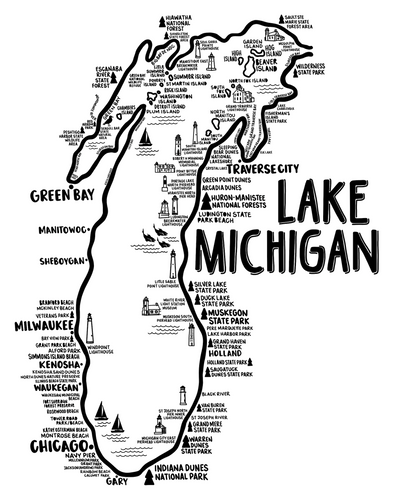 Lake Michigan Map Print