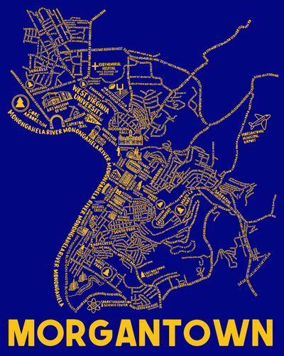 Morgantown Map Print