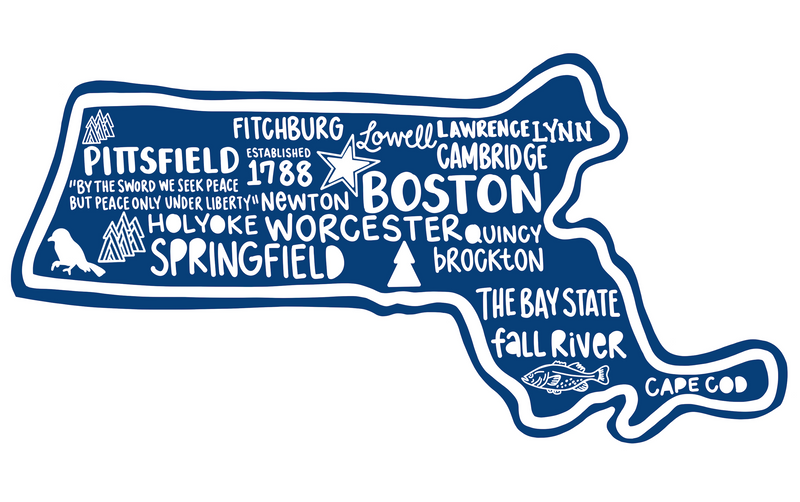 Massachusetts Map Sticker
