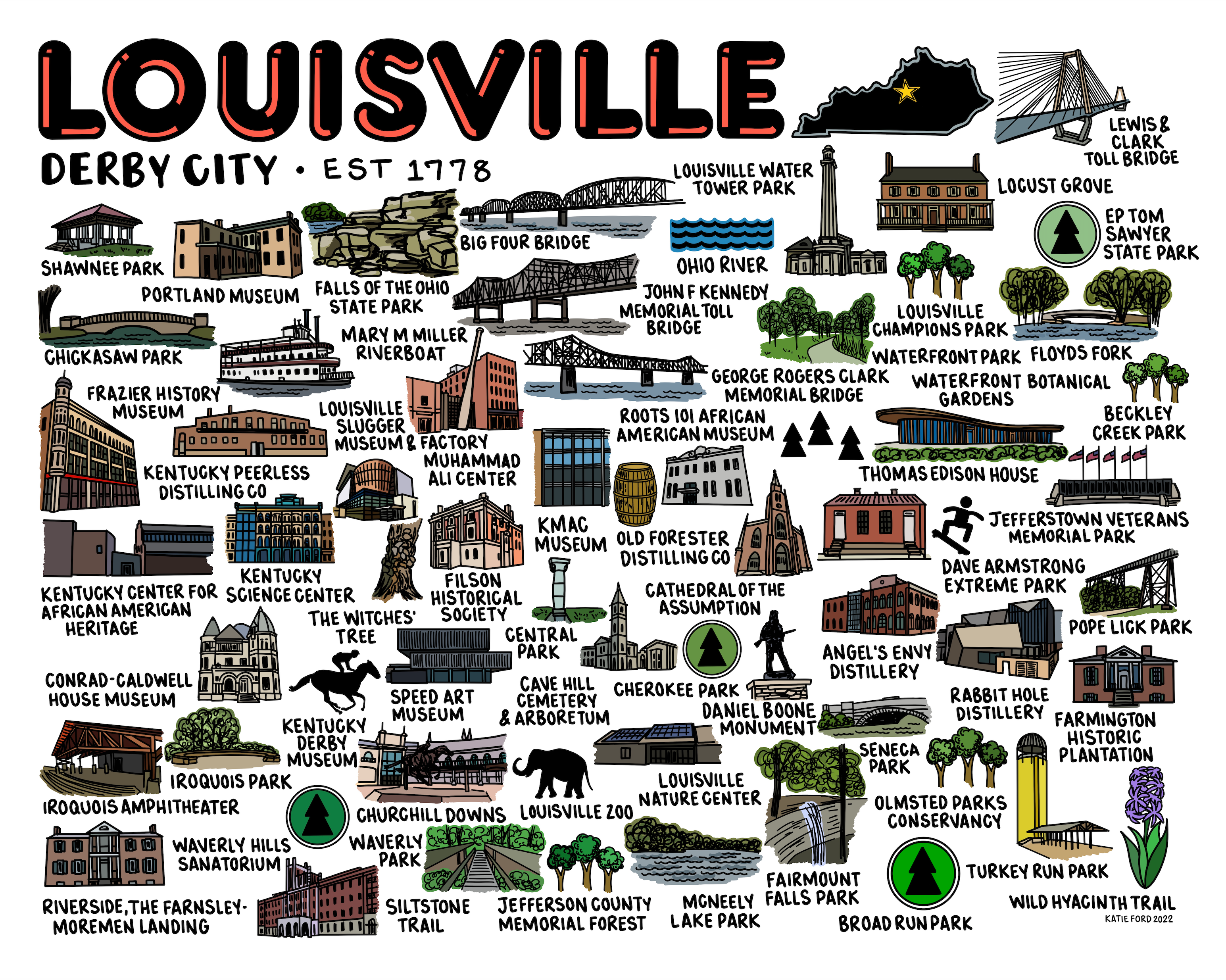 Louisville Map Art Print by multipliCITY - Fy