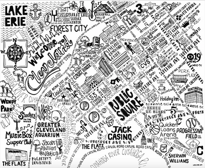 Downtown Cleveland Map Print