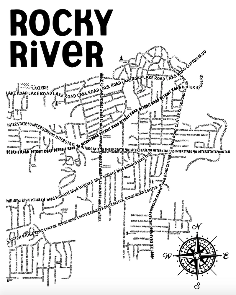 Rocky River Ohio Map Print