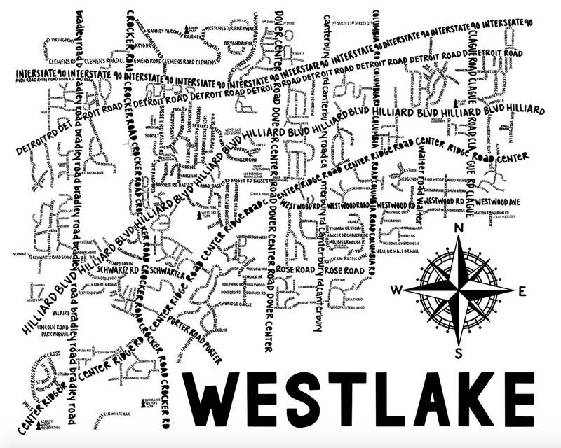 Westlake Ohio Map Print