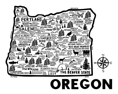 Oregon Map Print