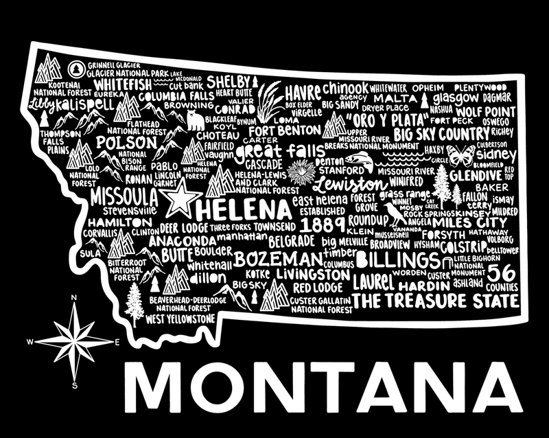 Montana Map Print
