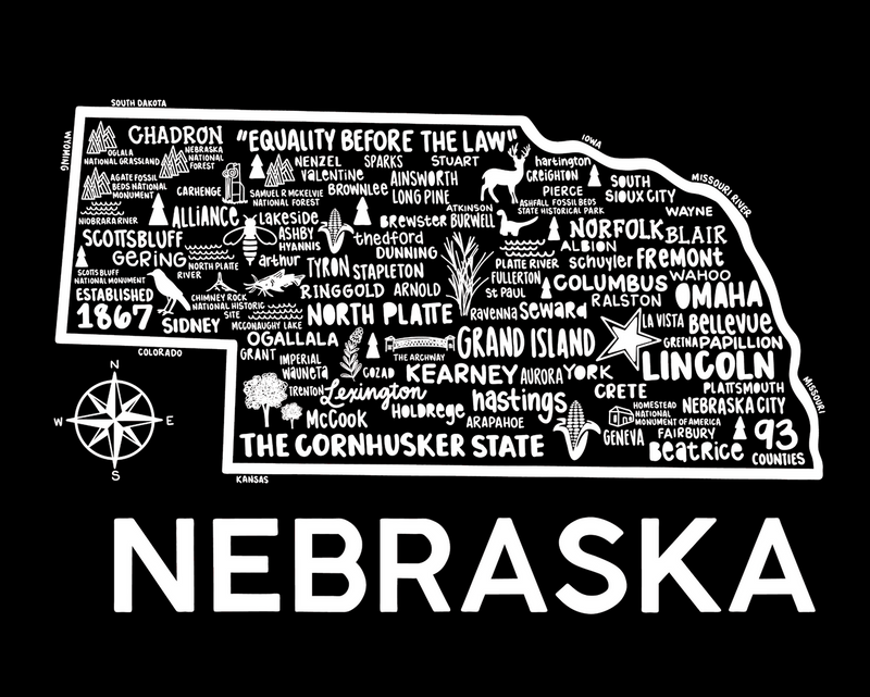 Nebraska Map Print