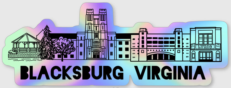 Blacksburg VA Skyline Holographic Sticker