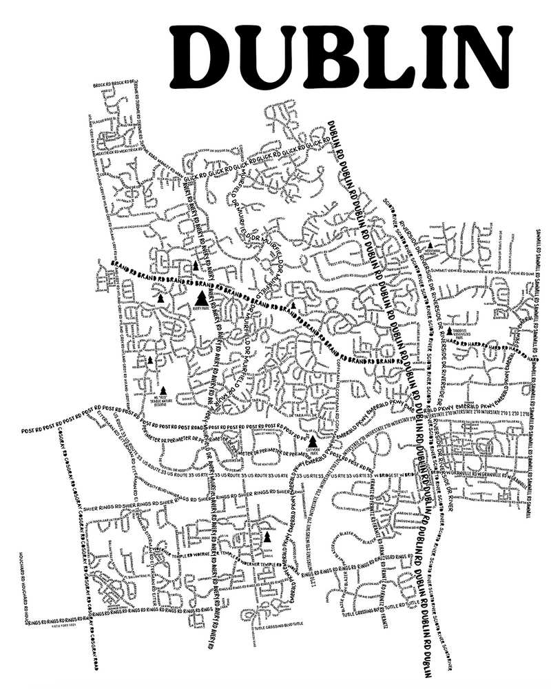 Dublin Ohio Map Print