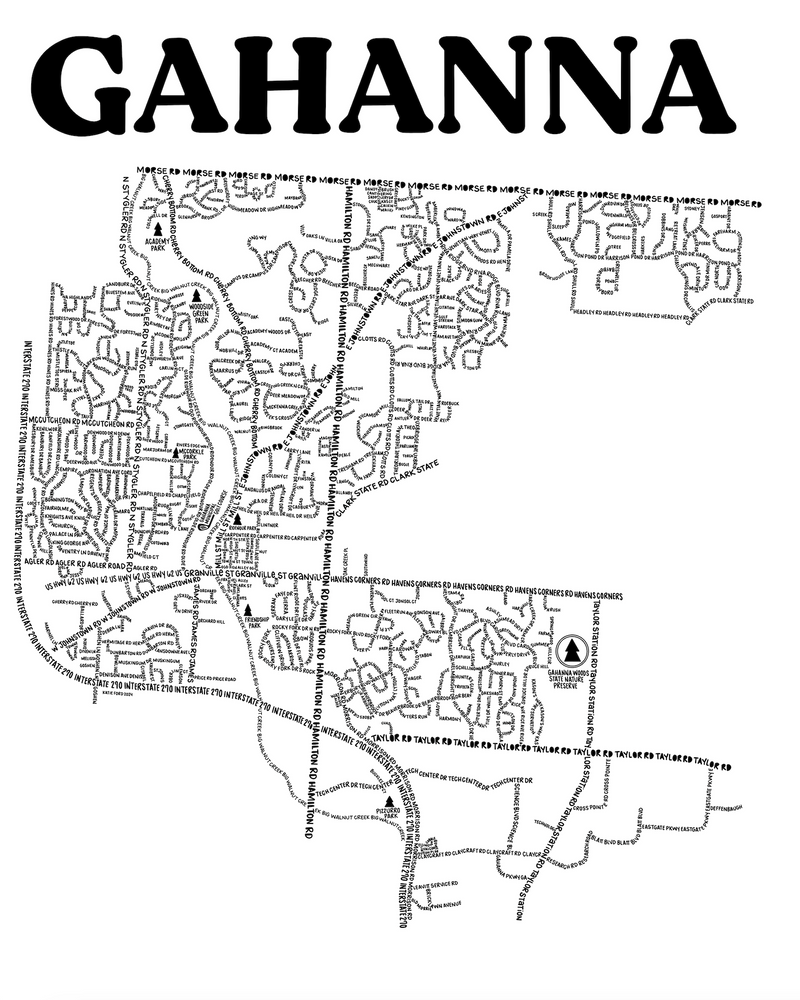 Gahanna Ohio Map Print