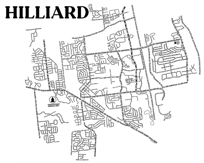 Hilliard Ohio Map Print