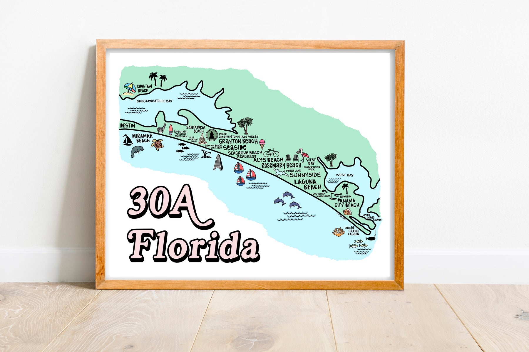 30A Florida Map Print Whereabouts Shop