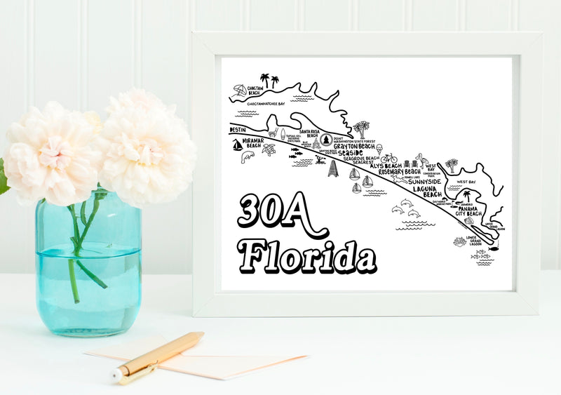 30A Florida Map Print
