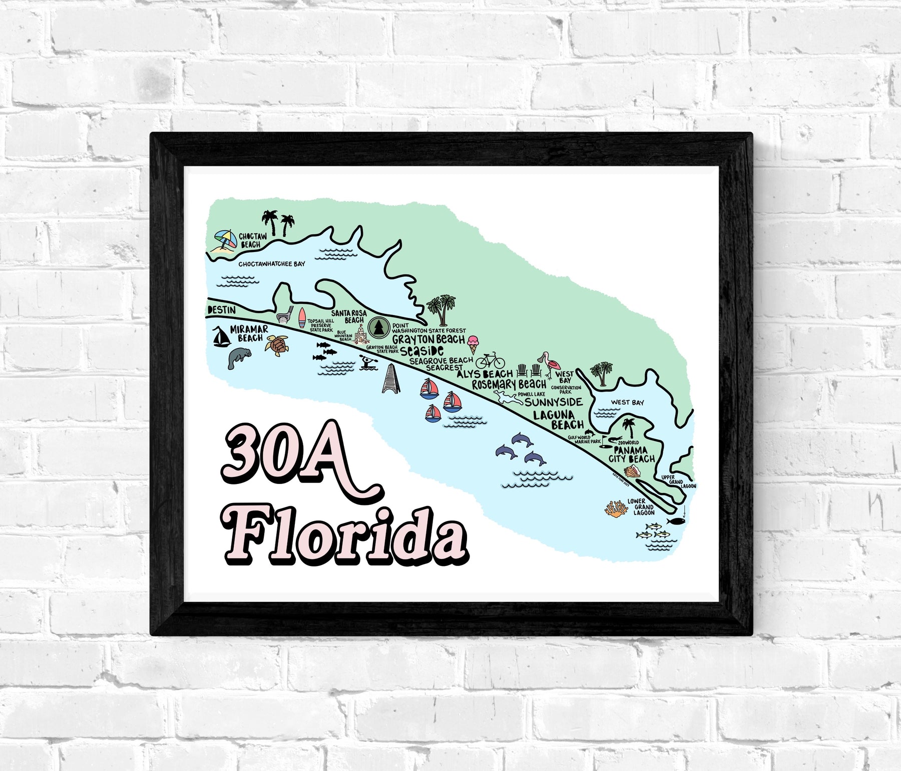 30A Florida Map Print Whereabouts Shop 30a-florida-map-print-whereabouts-shop