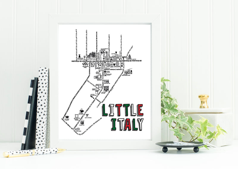 Mini Italy Map Little Italy Map Print โ Whereabouts Shop
