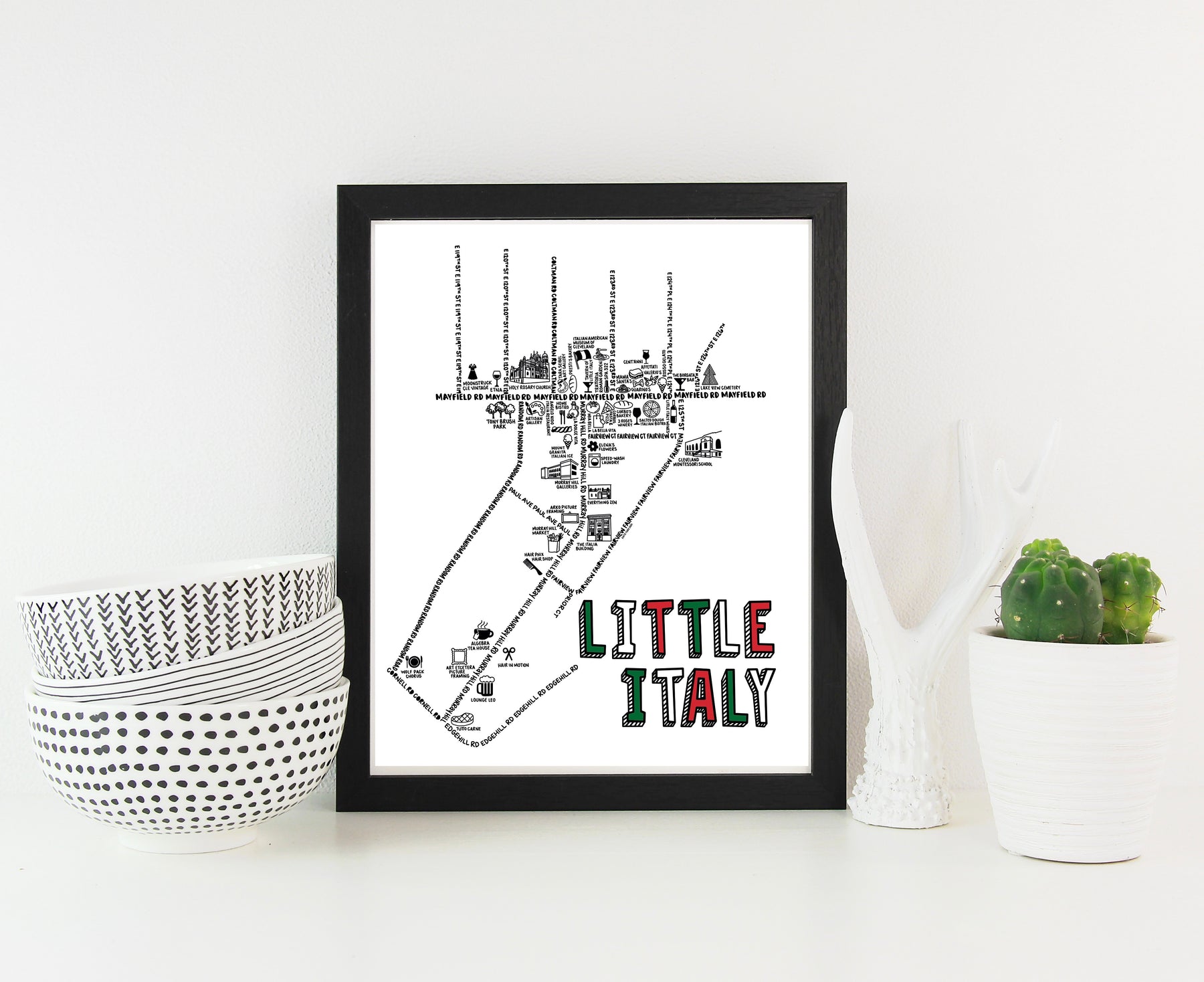 Mini Italy Map Little Italy Map Print โ Whereabouts Shop