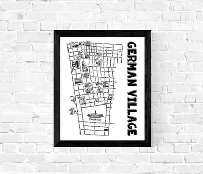 German Village Columbus Map Print