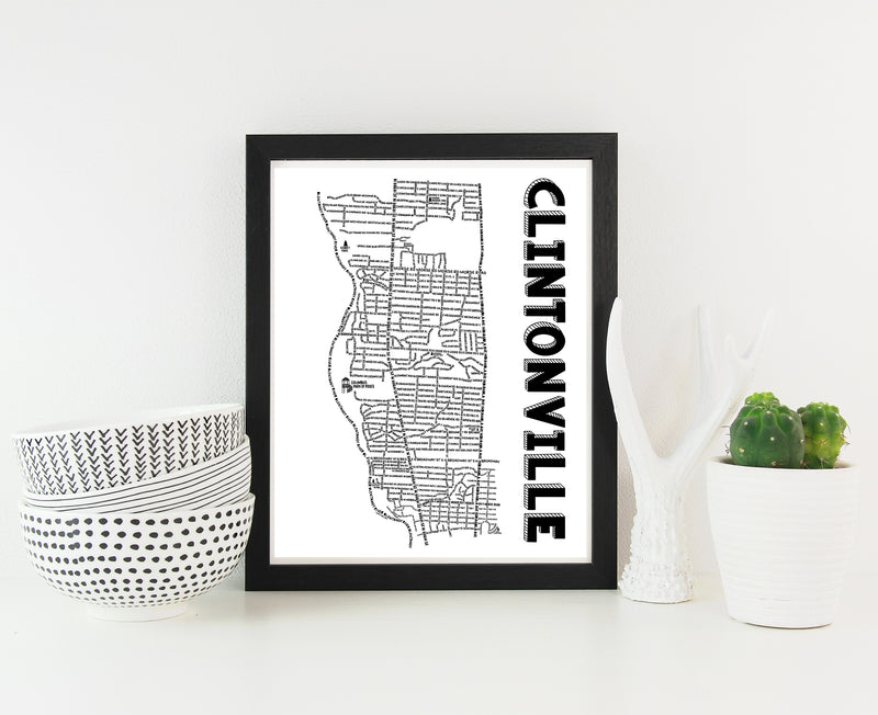 Clintonville Columbus Ohio Map Print