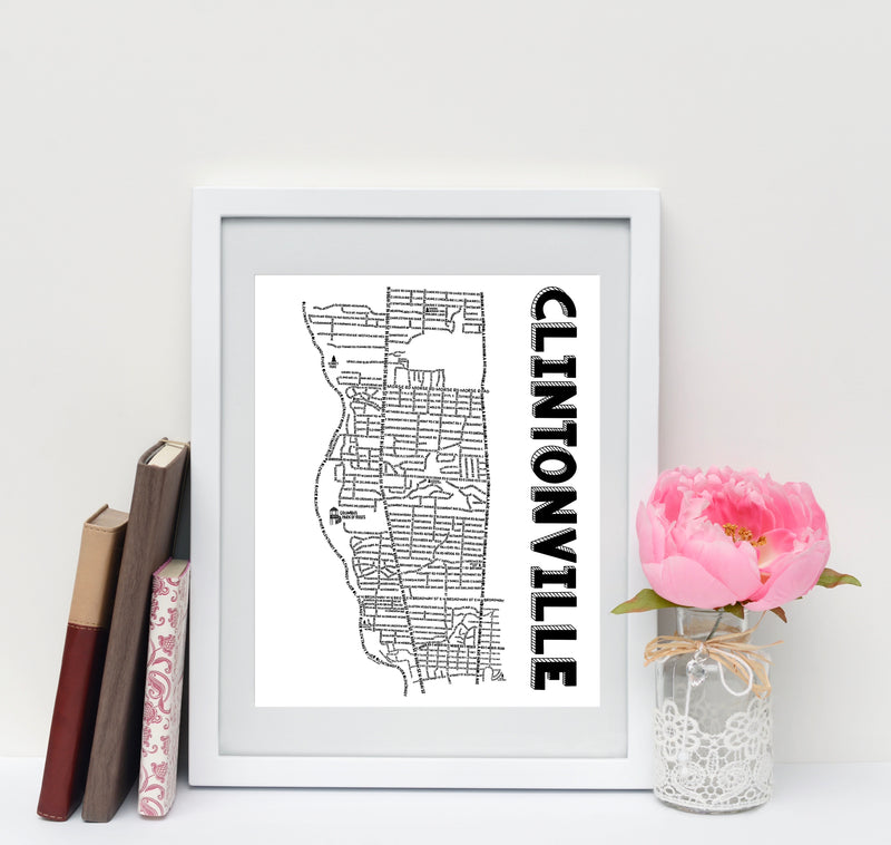 Clintonville Columbus Ohio Map Print