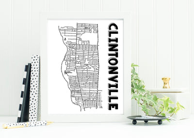 Clintonville Columbus Ohio Map Print