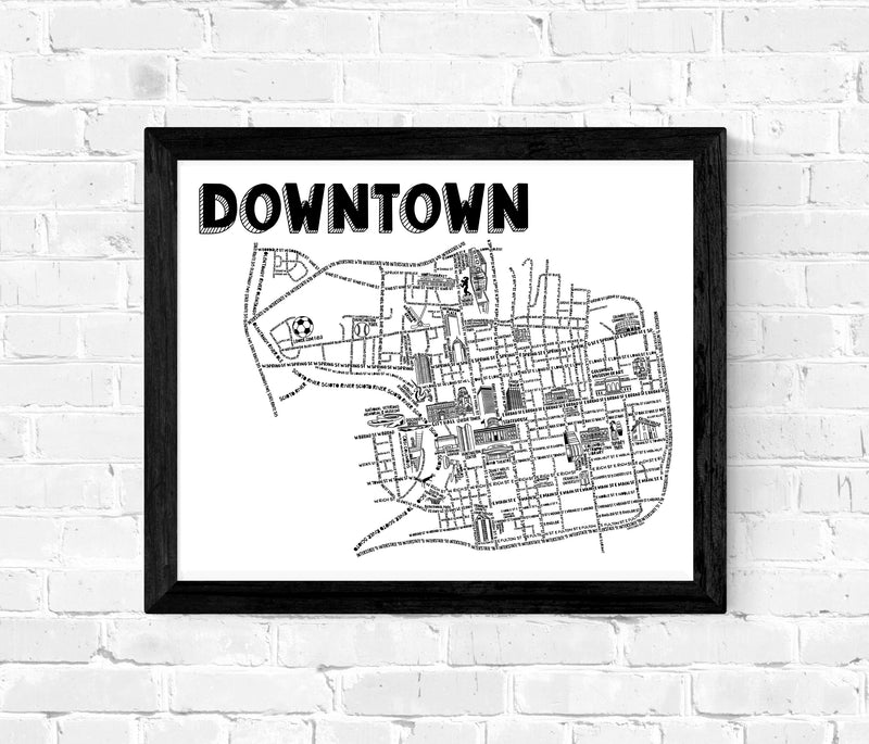 Downtown Columbus Ohio Map Print