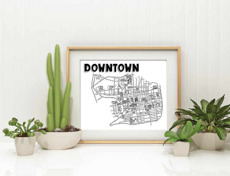 Downtown Columbus Ohio Map Print