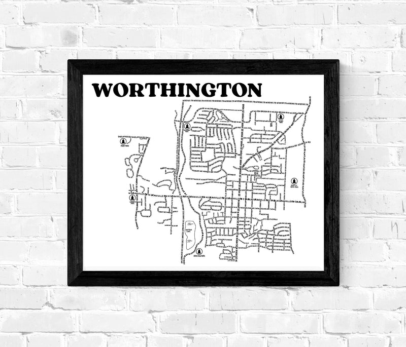 Worthington Ohio Map Print