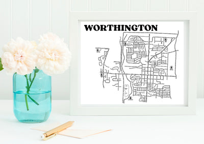 Worthington Ohio Map Print