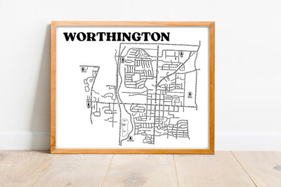 Worthington Ohio Map Print