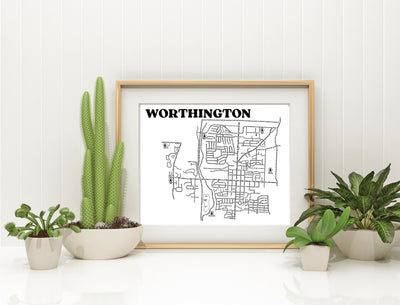 Worthington Ohio Map Print