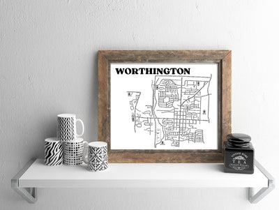 Worthington Ohio Map Print