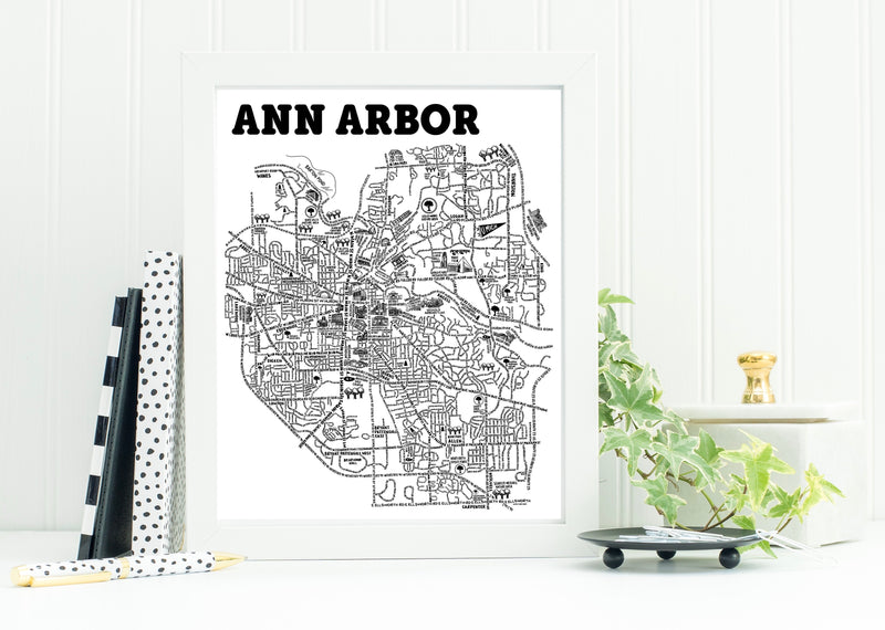 Ann Arbor Street Map Print