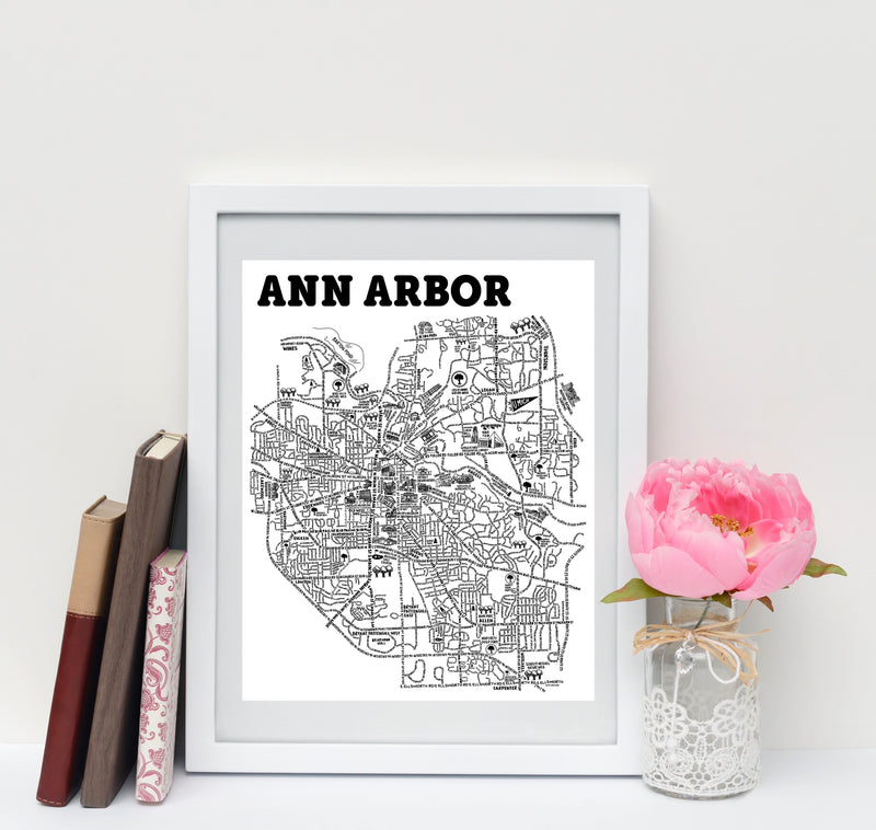 Ann Arbor Street Map Print