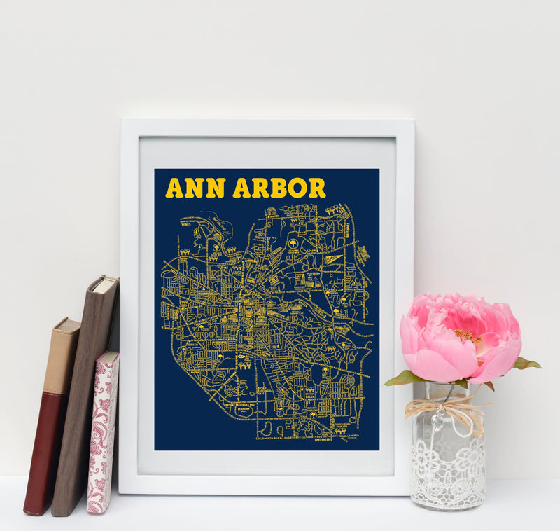 Ann Arbor Street Map Print