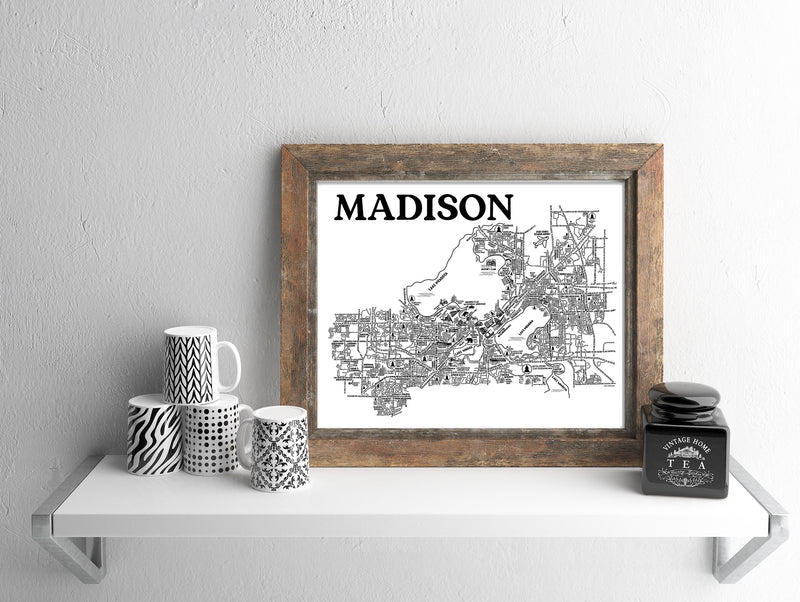 Madison WI Street Map Print