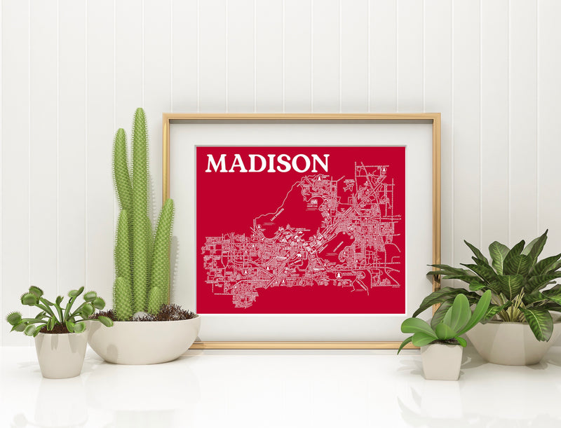 Madison WI Street Map Print