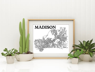 Madison WI Street Map Print