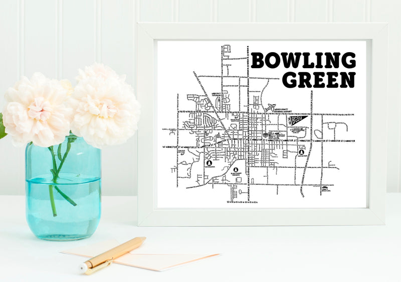 Bowling Green Ohio Map Print