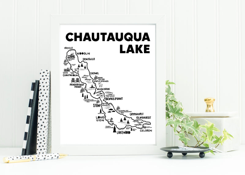 Chautauqua Lake Map Print