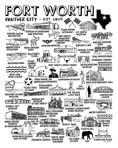 Fort Worth Map Print