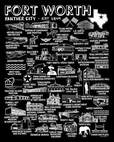 Fort Worth Map Print