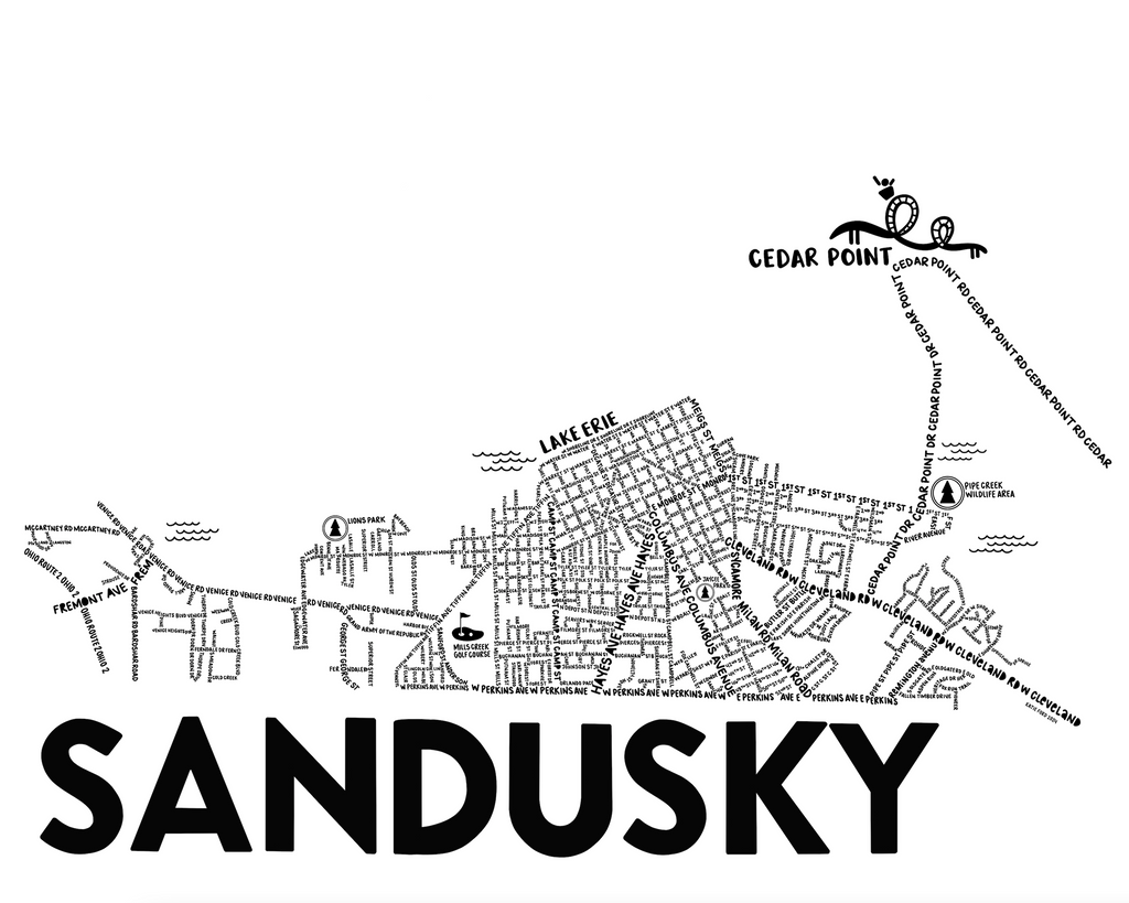 Sandusky Ohio Map Print – Whereabouts Shop Sandusky Ohio Map Print – Whereabouts Shop